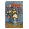 thumbnail image 1 of Vase with Cornflowers and Poppies - From an Original Color Painting by Vincent Van Gogh c.1887 - 8 x 12 inch Vintage Wood Art Sign, 1 of 4