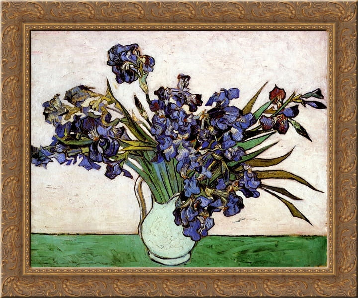 Vase with Irises 24x20 Gold Ornate Wood Framed Canvas Art by Vincent ...