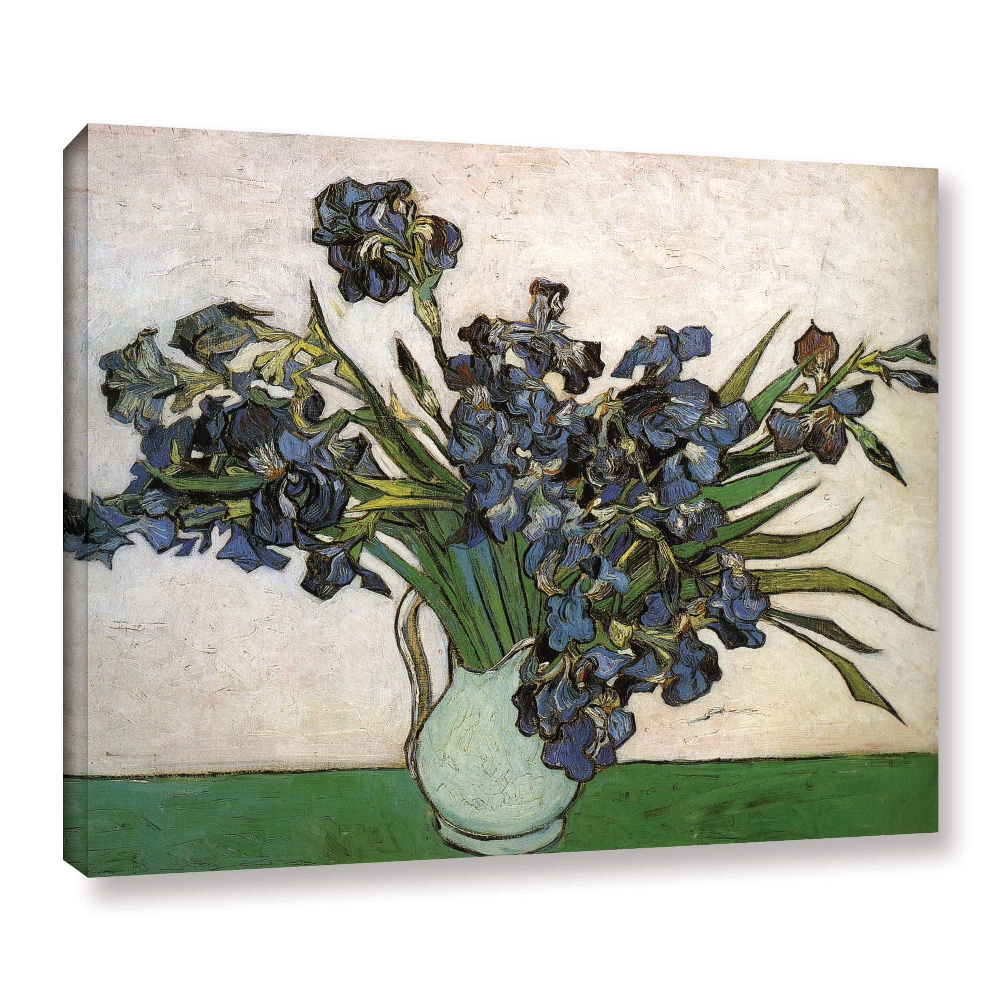 Vase with Purple Irises Against a Pink Background Gallery Wrapped Canvas