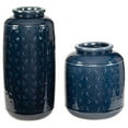 thumbnail image 1 of Vase with Sand Dollar Engraving Set of 2 Navy Blue - Saltoro Sherpi, 1 of 5