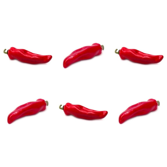 Vasefill 6-Pack Artificial Chili Red 5-inch Decorative Chilies Peppers Faux Vegetable Fruit Fake Six Pieces Chile Rojo