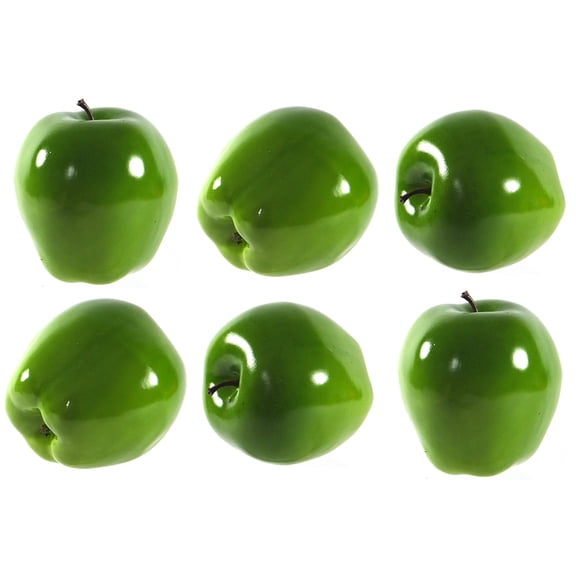 Vasefill 6-Pack Artificial Green Apple Oval Apples Fruit Six Pieces Faux Fake Granny Smith Manzana
