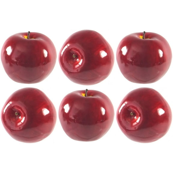 Vasefill 6-Pack Artificial Red Apple Round Apples Fruit Six Pieces Faux Fake Fuji Jonathan Manzana