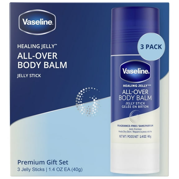 Vaseline All-Over Body Balm Stick 3-Pack – Non-Greasy Fragrance-Free Moisturizer, Travel-Size Lotion, Premium Packaging, 1.4 Oz Ea