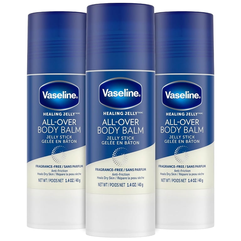 Vaseline All-Over Body Balm Stick 3-Pack – Non-Greasy Fragrance-Free Moisturizer, Travel-Size Lotion, 1.4 oz Ea