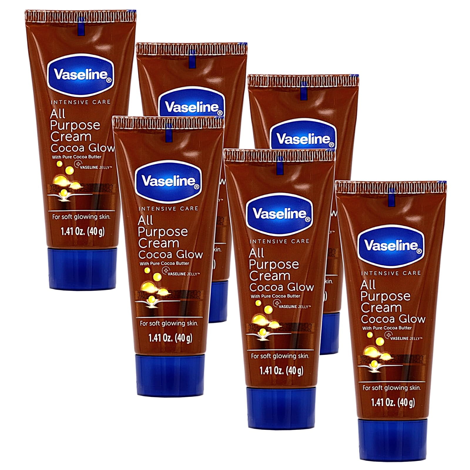Vaseline All Purpose Cream Cocoa Glow, with Pure Cocoa Butter, 6Pack
