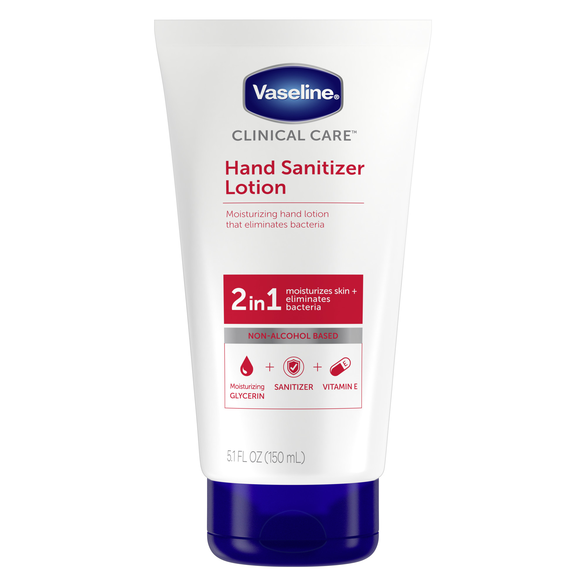 Vaseline Clinical Care 2-in-1 Moisturizing & Eliminates Bacteria Hand Sanitizer Lotion All Skin, 5.1 oz - image 1 of 11