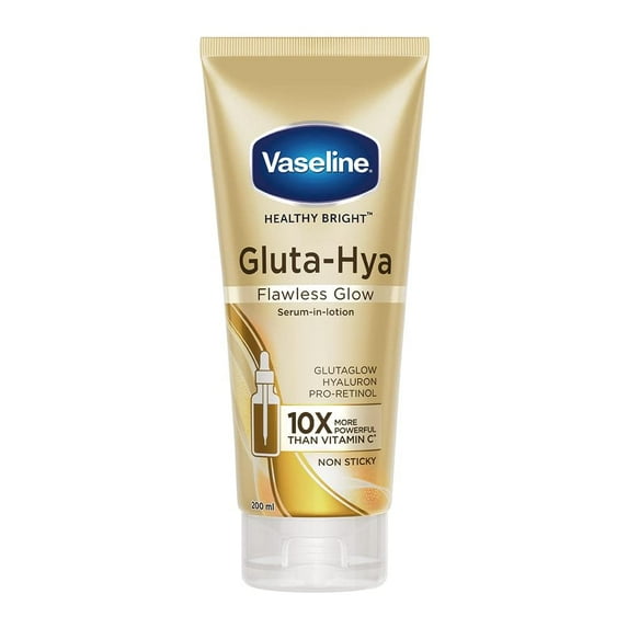 Vaseline Gluta-Hya Flawless Glow Lotion for Face & Body | Gives Brighter Skin | Glutathione & Pro-Retinol Infused Moisturizer, 200ml