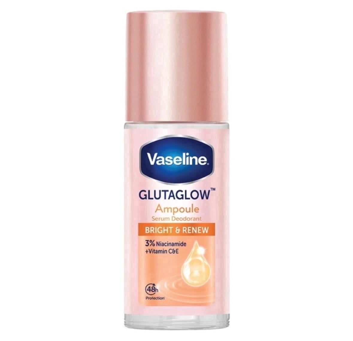 glutathione niacinamide deodorant Vaseline GlutaGlow Ampoule Serum Bright Renew Brightening Underarm Care  Niacinamide Roll-On Antiperspirant with Glutathione 45 ml