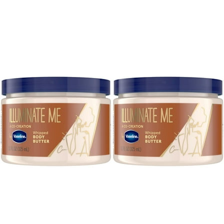 Vaseline Illuminate Me Whipped Body Butter 2-Pack – Lightweight Moisturizer for Luminous, Glowing Skin, 11 Oz Ea