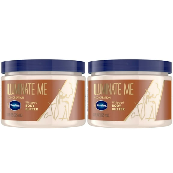 Vaseline Illuminate Me Whipped Body Butter 2-Pack – Lightweight Moisturizer for Luminous, Glowing Skin, 11 Oz Ea