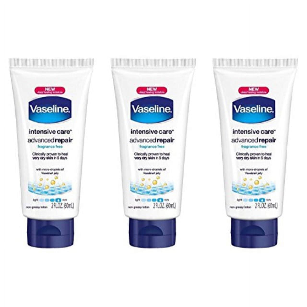 Vaseline Intensive Care Advanced Repair Fragrance Free Moisture Body Lotion 2 Oz Travel Size (Pack Of 3)