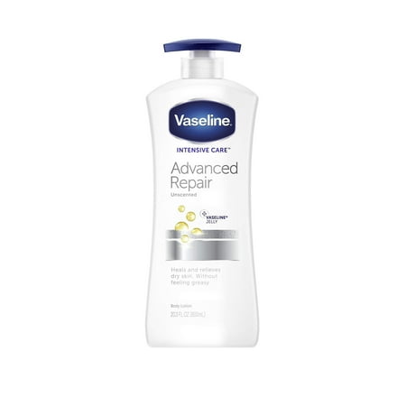 Vaseline Intensive Care Advanced Repair Hand and Body Lotion For Dehydrated Skin Unscented Dry Skin Lotion Repairs Skin in Just 5 Days 20.3 oz 3 count