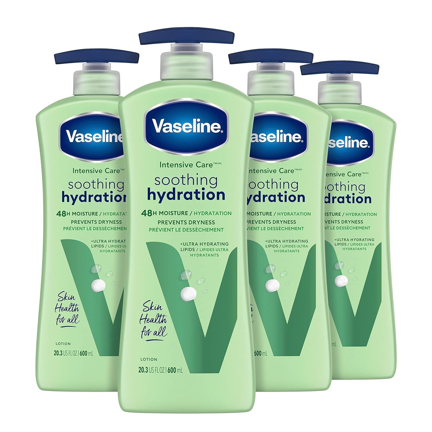 Vaseline Intensive Care Body Lotion Aloe Soothing Hydration 4 Ct for