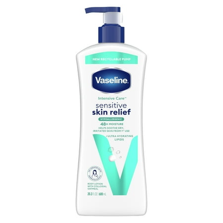 Vaseline Intensive Care Body Lotion Sensitive Skin Relief for Women Dry Skin, 20.3 oz