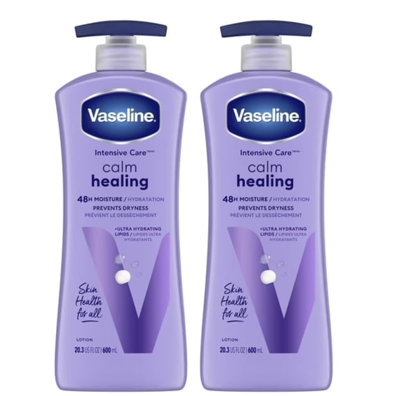 Vaseline Intensive Care Calm Healing Body Lotion for Dry Skin, Lavender Extract, 20.3 oz, Pack of 2