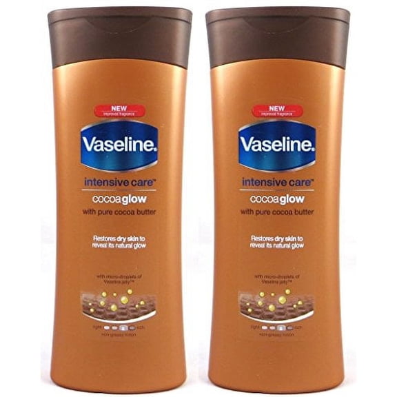 Vaseline Intensive Care Cocoa Glow Body Lotion With Pure Cocoa Butter, 13.5 Oz / 400 Ml (Pack of 2)