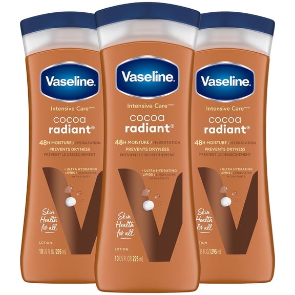 Vaseline Intensive Care Cocoa Radiant Butter Jelly Body Lotion Non-Greasy 10oz 3-Pack