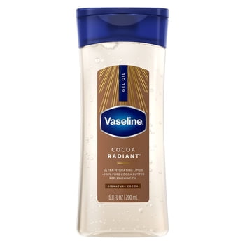 Vaseline Intensive Care Cocoa Radiant Body Gel Oil for Glowing Skin Made with 100% Pure Cocoa Butter + Replenishing Oils, 6.8 fl oz