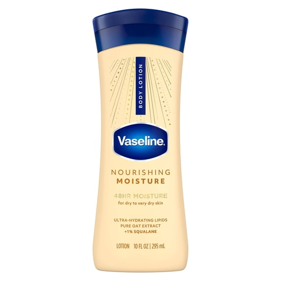 Vaseline Intensive Care Nourishing Moisture Body Lotion for Dry Skin, Lotion Made with Ultra-Hydrating Lipids + Pure Oat Extract for Nourished, Healthy-Looking Skin, 10 fl oz