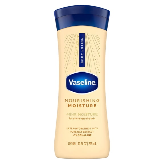 Vaseline Intensive Care Nourishing Moisture Body Lotion for Dry Skin, Lotion Made with Ultra-Hydrating Lipids + Pure Oat Extract for Nourished, Healthy-Looking Skin,  10 fl oz