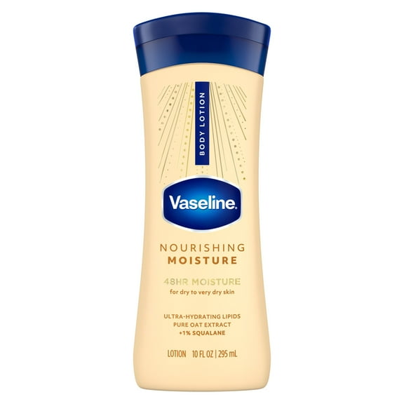 Vaseline Intensive Care Nourishing Moisture Body Lotion for Dry Skin, Lotion Made with Ultra-Hydrating Lipids + Pure Oat Extract for Nourished, Healthy-Looking Skin,  10 fl oz