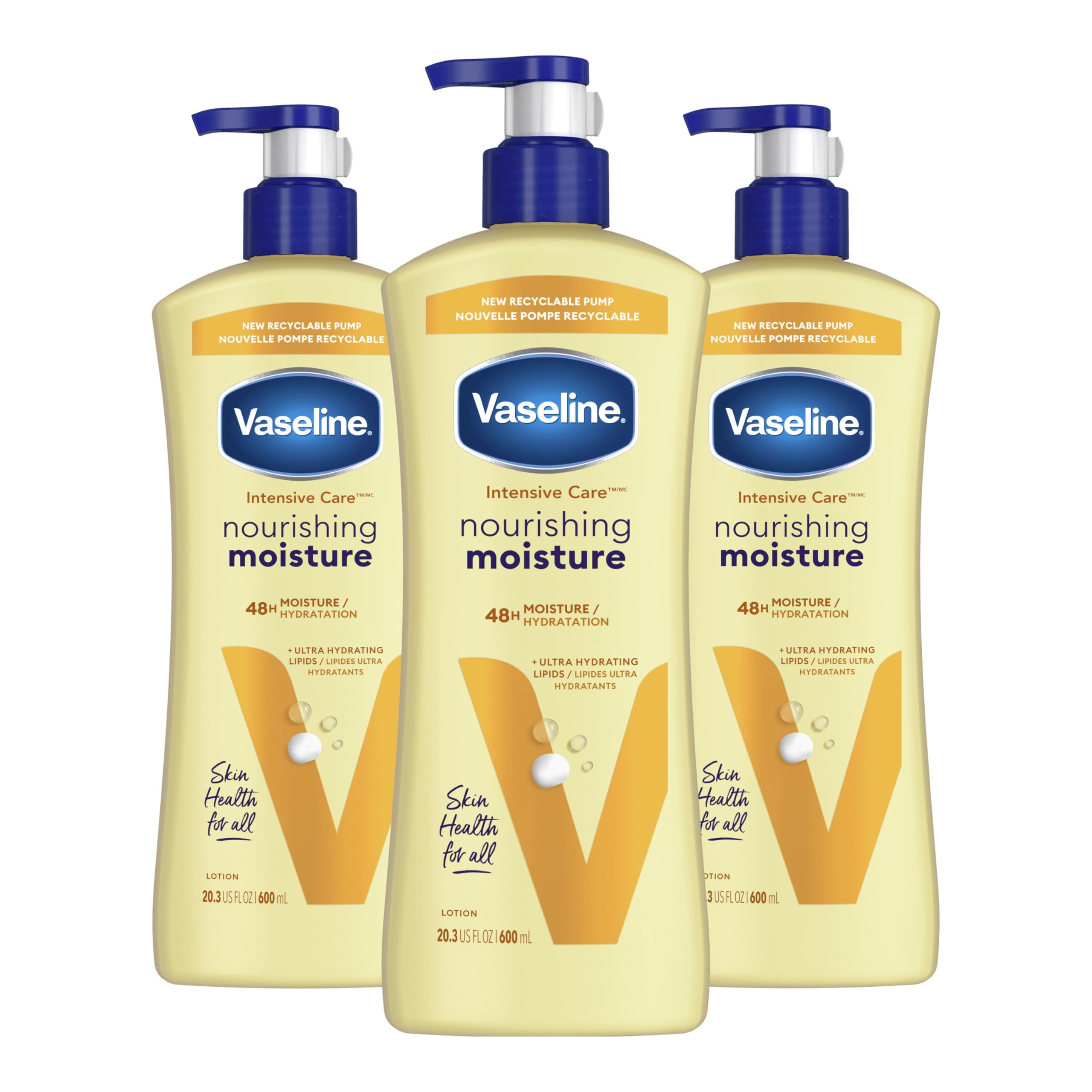 Vaseline Intensive Care Nourishing Moisture Body Lotion, 20.3 oz, 3 Pack
