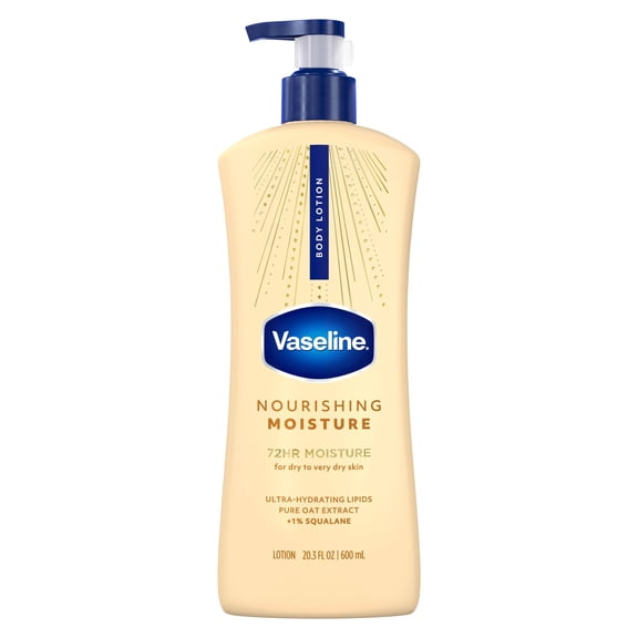 Vaseline Nourishing Moisture Nourishing Moisture Body Lotion for Dry Skin, Made with Ultra-Hydrating Lipids + Pure Oat Extract for Nourished, Healthy-Looking Skin, 20.3 Fl oz