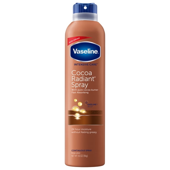 Vaseline Intensive Care Radiant Moisturizer Non Greasy Spray Body Lotion, Cocoa, 6.5 fl oz