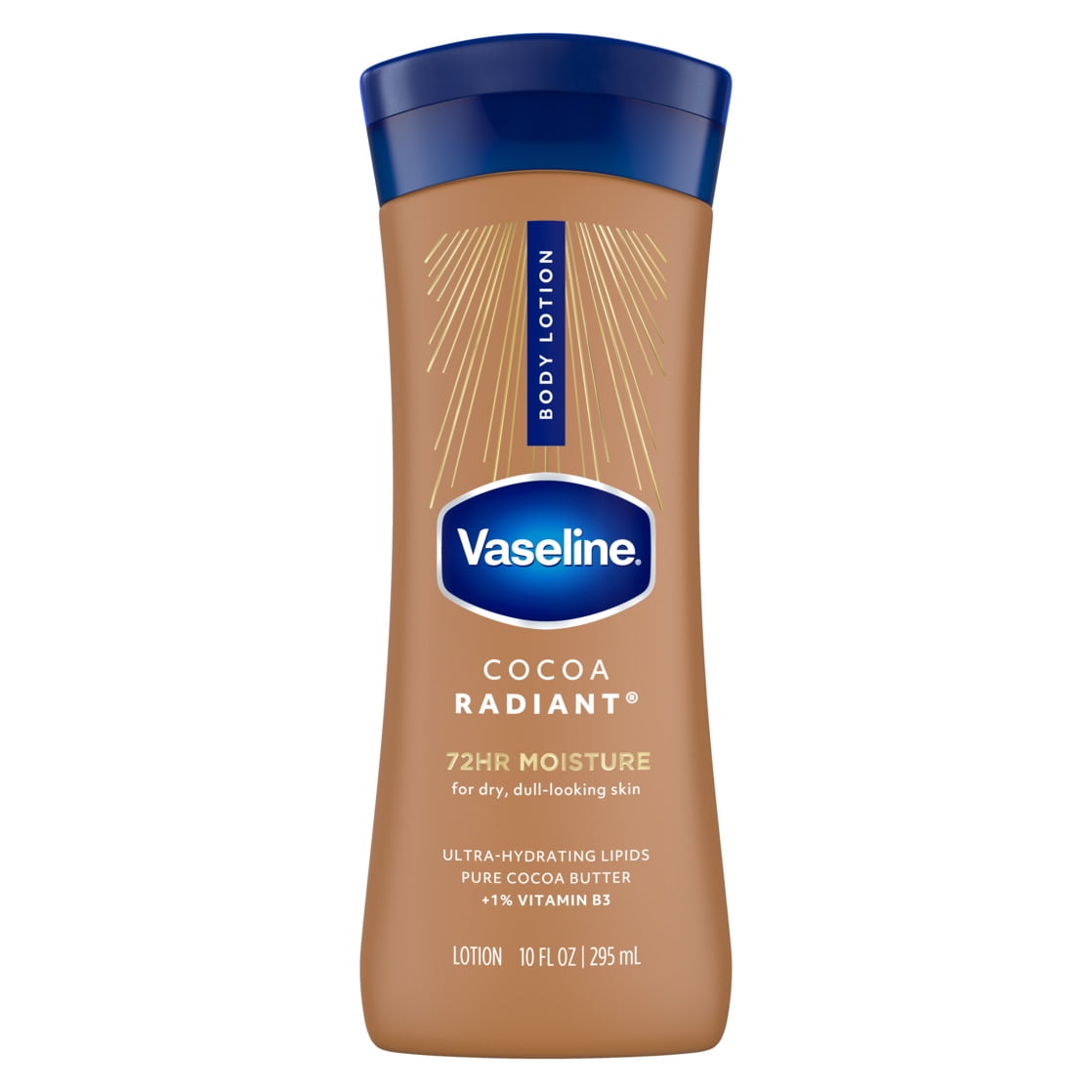 Vaseline Intensive Care Body Lotion for Dry Skin Cocoa Radiant Lotion Made with Ultra-Hydrating Lipids and Pure Cocoa Butter for a Long-Lasting, Radiant Glow, 10 fl oz
