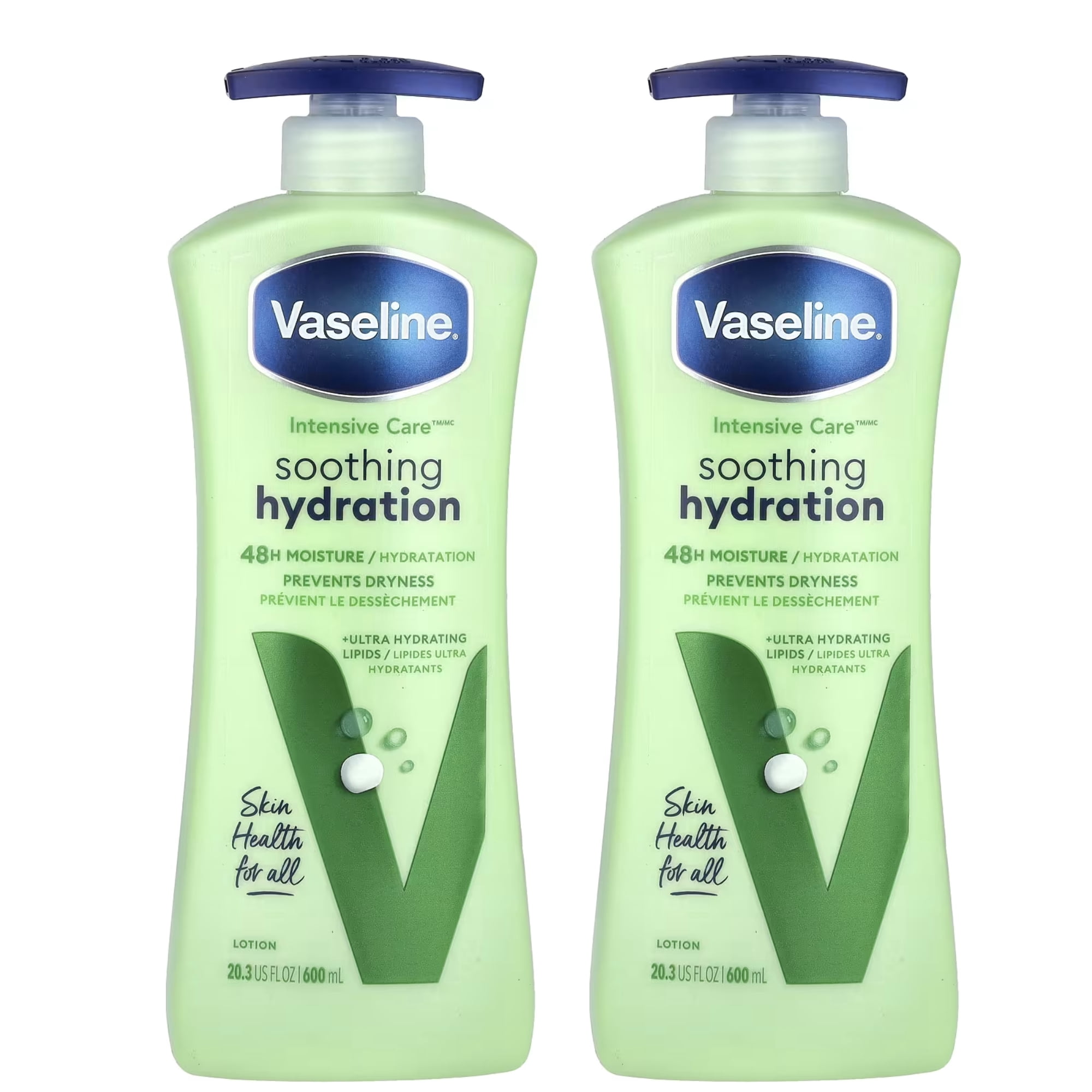 Vaseline Intensive Care Soothing Hydration Non Greasy Women's Body Lotion Dry Skin, 20.3 fl oz Each, Pack of 2