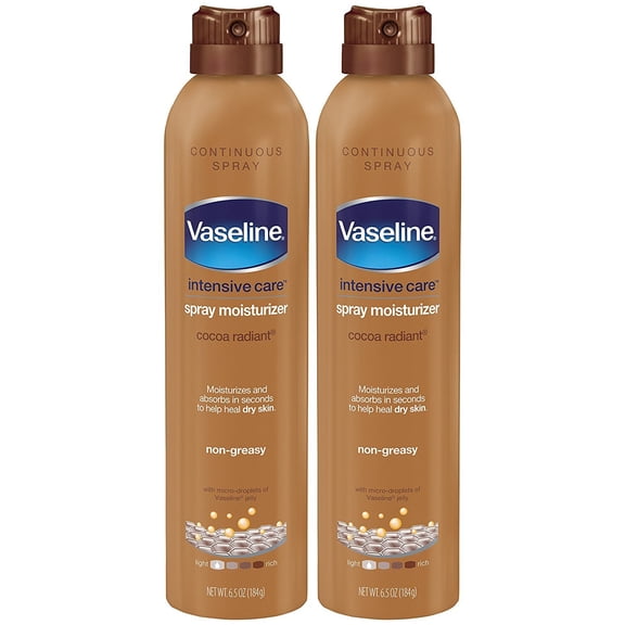 Vaseline Intensive Care Spray Moisturizer, Cocoa Radiant 6.5 oz, Twin Pack