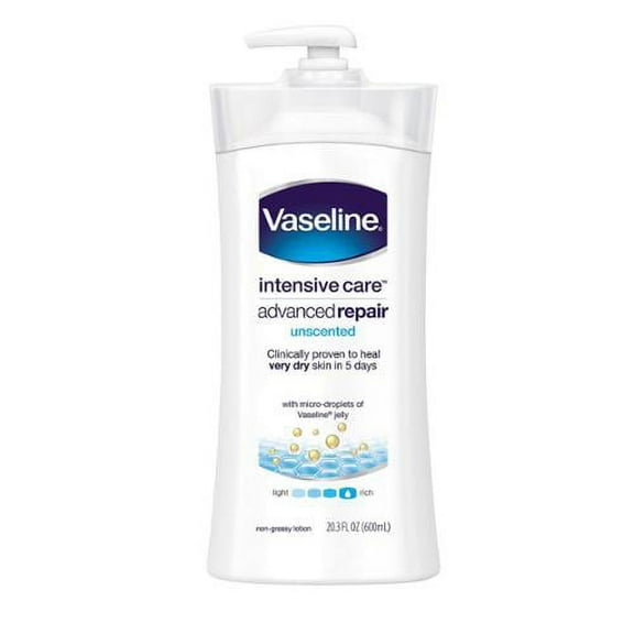 Vaseline Intensive Rescue Repairing Moisture Body Lotion, Fragrance Free 20.3 oz (Pack of 2)