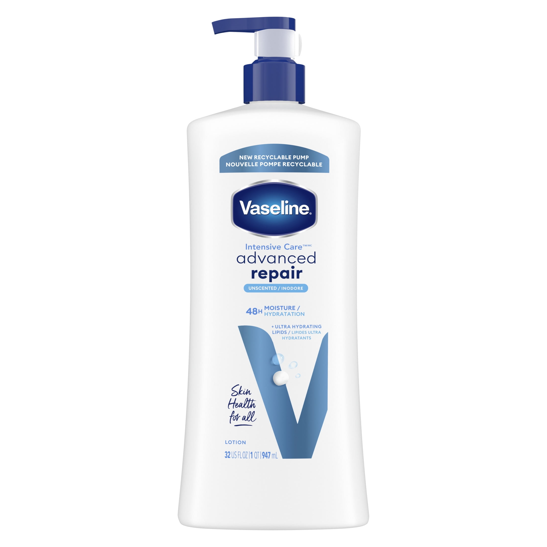 Vaseline Intensive Care Advanced Repair Non Greasy Women Body Lotion Unscented All Skin, 32 oz