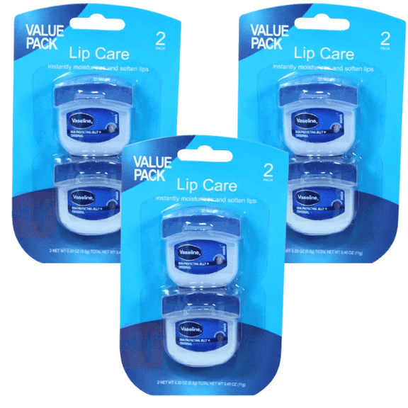 Vaseline Lip Care Lip Balm, 3 Packs of 2