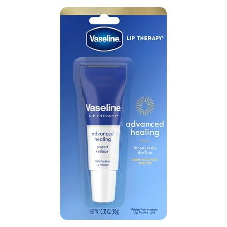 Vaseline Lip Therapy Lip Balm Tube For Healthier Looking Lips Advanced Healing Moisturizer For Dry Lips, 0.35 oz