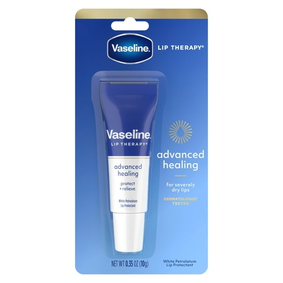 Vaseline Lip Therapy Lip Balm Tube For Healthier Looking Lips Advanced Healing Moisturizer For Dry Lips, 0.35 oz