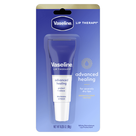 Vaseline Lip Therapy Lip Balm Tube For Healthier Looking Lips Advanced Healing Moisturizer For Dry Lips, 0.35 oz
