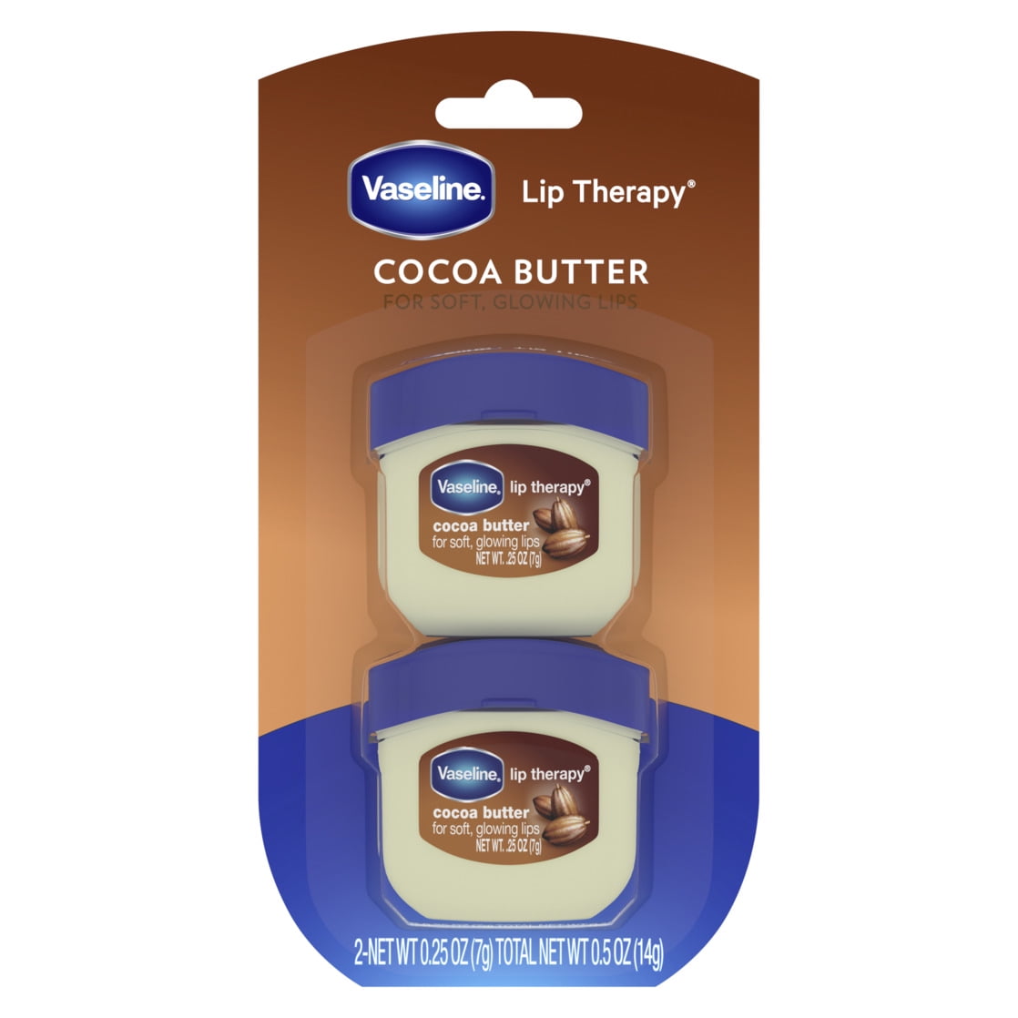 Vaseline Lip Therapy Lip Balm Cocoa Butter, Mini 0.25 oz 2 Pack