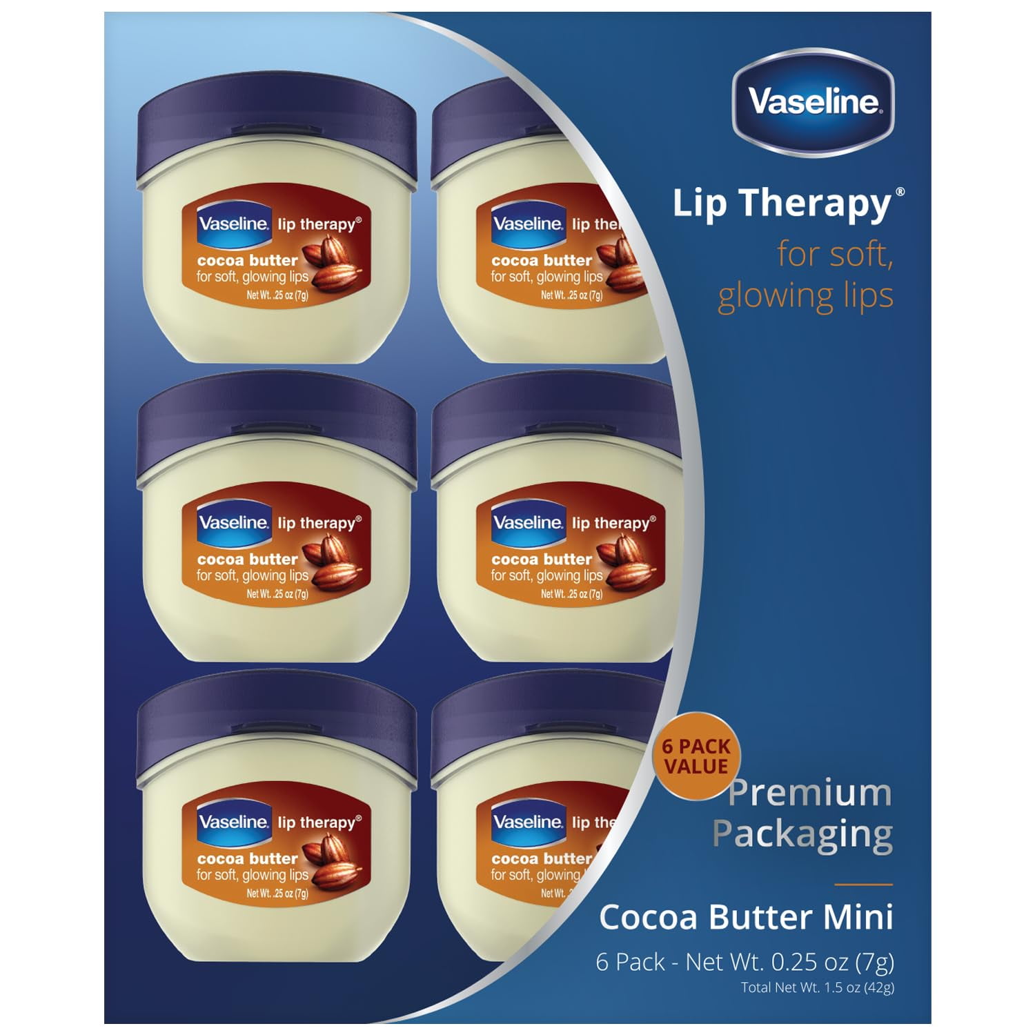 Vaseline Lip Therapy Cocoa Butter Mini, White Petrolatum, Moisturizer ...