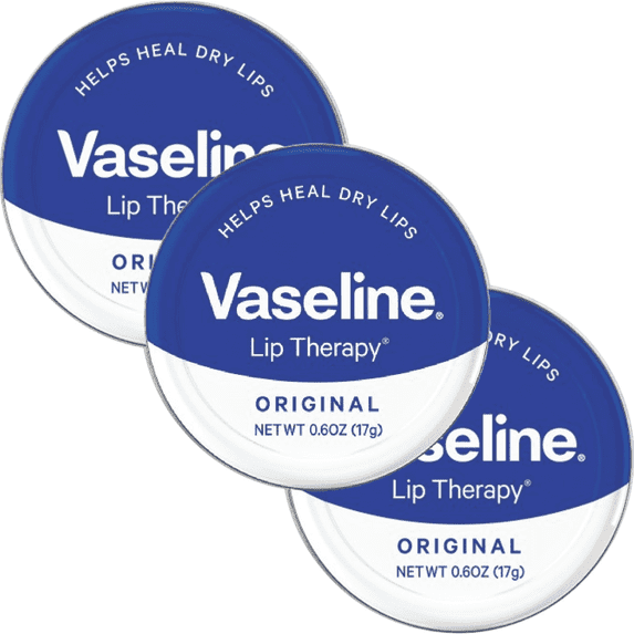 Vaseline Lip Therapy Original Tin 3-Pack – Tinted Lip Balm for Soft, Smooth, Glossy Lips, 0.6 Oz Ea
