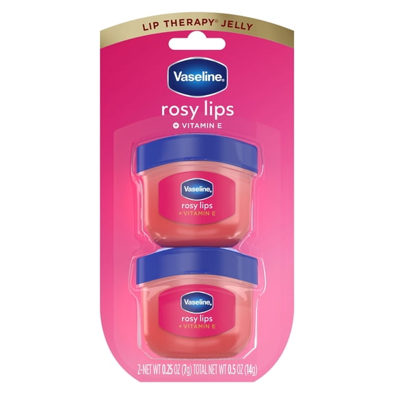Vaseline Lip Therapy Rosy Lips Mini Twin Pack For Dry, Chapped Lips Moisturizing Tinted Lip Balm, 0.25 oz, 2 Count