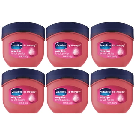 Vaseline Lip Therapy Rosy Lips 6-Pack – Mini Lip Balms for Soft, Deliciously Kissable Lips, Premium Gift Set, 0.25 Oz Ea