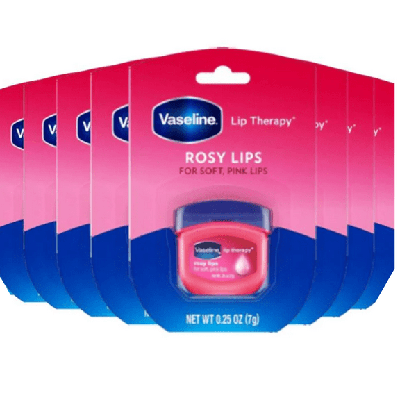 Vaseline Lip Therapy Rosy Lips On The Go Anywhere Travel Friendly 0.25 Oz. Pack Of 8 CASE