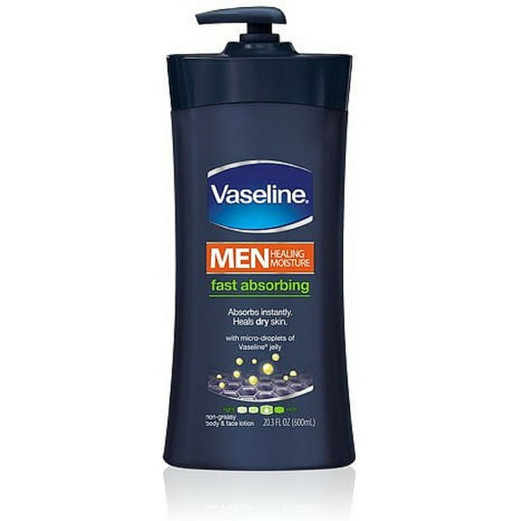 Vaseline Men Body & Face Lotion, Fast Absorbing 20.3 oz (Pack of 6)