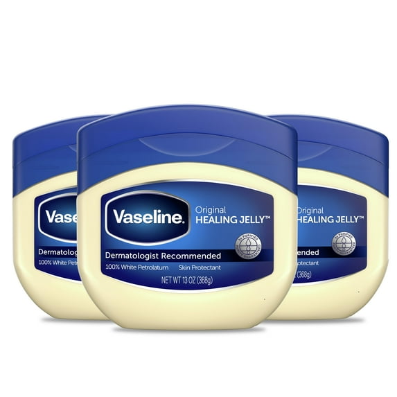Vaseline Petroleum Jelly Original Provides HYZ01 Dry Skin Relief And Protects Minor Cuts Dermatologist Recommended And Locks In Moisture, 13 Ounce (Pack of 3)