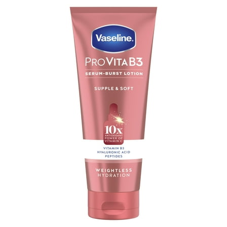 Vaseline Pro VitaB3 Serum Burst Hydrating Lotion Lightweight 10x Antioxidant Power of Vitamin C with Vitamin B3, Hyaluronic Acid & Peptides, 7.5 oz