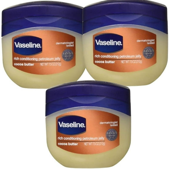 Vaseline Rich Conditioning Petroleum Jelly, Cocoa Butter 7.5 Ounce 3-Packs