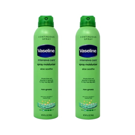 Vaseline Spray & Go Moisturizer, Aloe Fresh, 6.5 oz (Pack of 2)