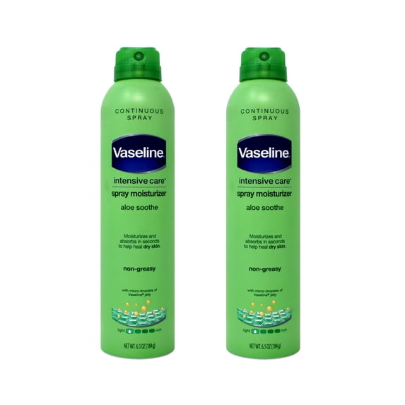 Vaseline Spray & Go Moisturizer, Aloe Fresh, 6.5 oz (Pack of 2)